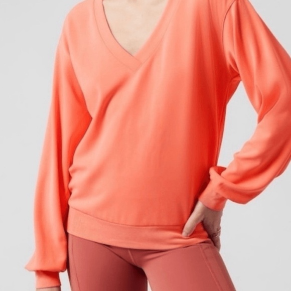ATHLETA Willow Seasoft Pullover V-Neck Orange Sherbert S - Picture 1 of 6
